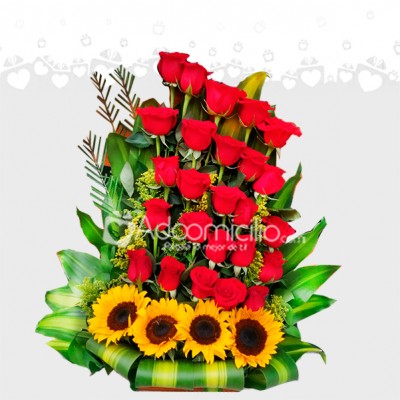 Flores para amor y amistad a domicilio en Cali Rosas y girasoles