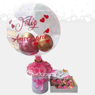 Regalo Aniversario Caja de Rosas y Fresas con Chocolate Regalos a Domicilio en Villavicencio Pedido con un dia de Anticipado